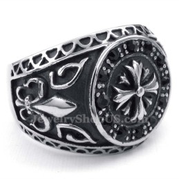 Anillo De Titanio Con Diamantes De Imitación Negros