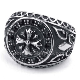 Anillo De Titanio Con Diamantes De Imitación Negros