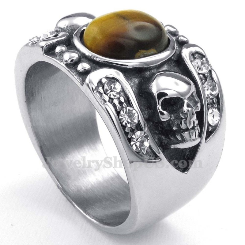 Anillo De Calavera De Titanio Con Piedra Ornamental Anillo De Calavera De Titanio Con Piedra Ornamental