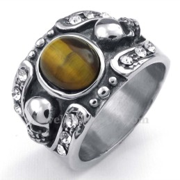 Anillo De Calavera De Titanio Con Piedra Ornamental