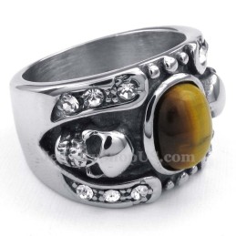 Anillo De Calavera De Titanio Con Piedra Ornamental