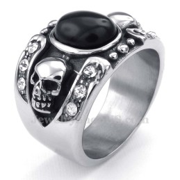 Anillo De Calavera Con Incrustaciones De Ágata De Titanio