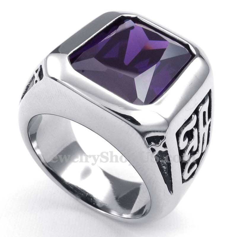 Anillo De Titanio Con Circonita Morada Anillo De Titanio Con Circonita Morada