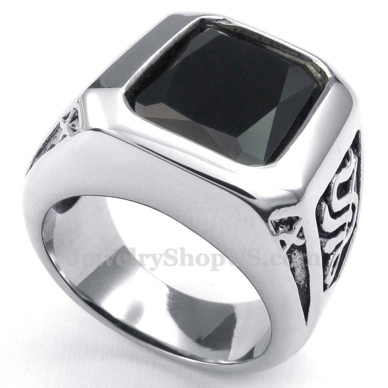 Anillo De Titanio Con Circonita Negra Anillo De Titanio Con Circonita Negra