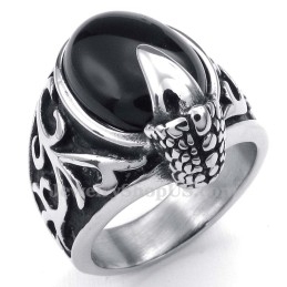 Anillo De Titanio Con Incrustaciones De Ágata Negra