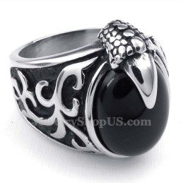 Anillo De Titanio Con Incrustaciones De Ágata Negra
