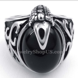 Anillo De Titanio Con Incrustaciones De Ágata Negra