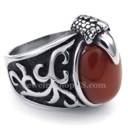 Anillo De Titanio Con Incrustaciones De Ágata Roja