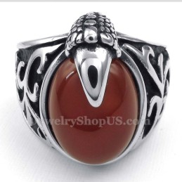 Anillo De Titanio Con Incrustaciones De Ágata Roja