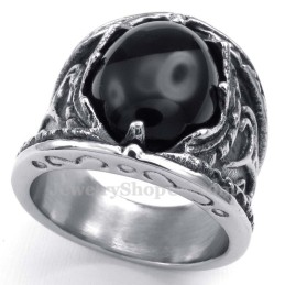 Anillo De Titanio Con Circonita Negra