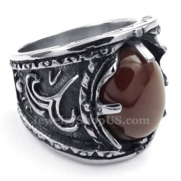 Anillo De Titanio Con Incrustaciones De Ágata Roja