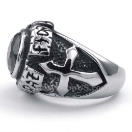 Anillo De Titanio Con Circonita Negra