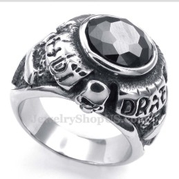 Anillo De Titanio Con Circonita Negra