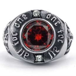 Anillo De Titanio Con Circonita Roja
