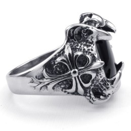 Anillo De Titanio Con Incrustaciones De Ágata Negra