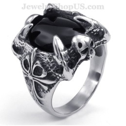 Anillo De Titanio Con Incrustaciones De Ágata Negra