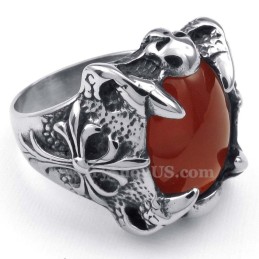 Anillo De Titanio Con Incrustaciones De Ágata Roja