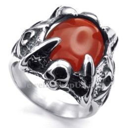 Anillo De Titanio Con Incrustaciones De Ágata Roja
