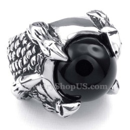 Anillo De Titanio Con Incrustaciones De Ágata Negra