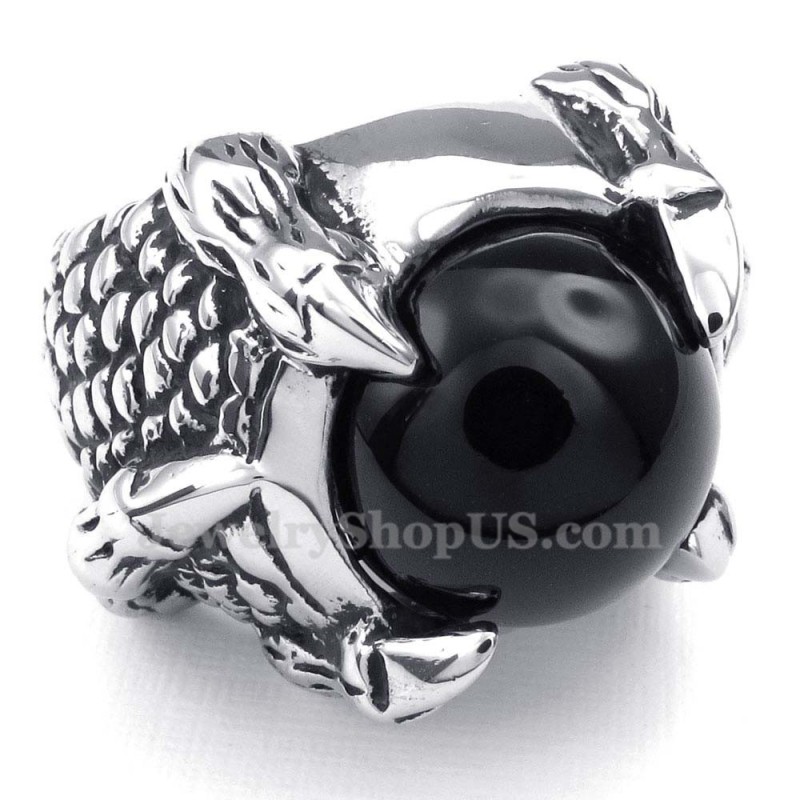 Anillo De Titanio Con Incrustaciones De Ágata Negra Anillo De Titanio Con Incrustaciones De Ágata Negra