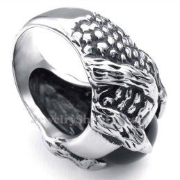 Anillo De Titanio Con Incrustaciones De Ágata Negra