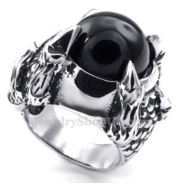Anillo De Titanio Con Incrustaciones De Ágata Negra