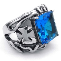 Anillo De Titanio Con Piedra Ornamental Azul