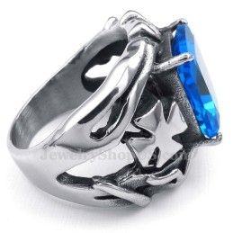 Anillo De Titanio Con Piedra Ornamental Azul