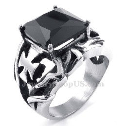 Anillo De Titanio Con Piedra Ornamental Negra