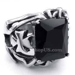 Anillo De Titanio Con Piedra Ornamental Negra