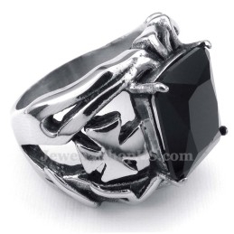 Anillo De Titanio Con Piedra Ornamental Negra