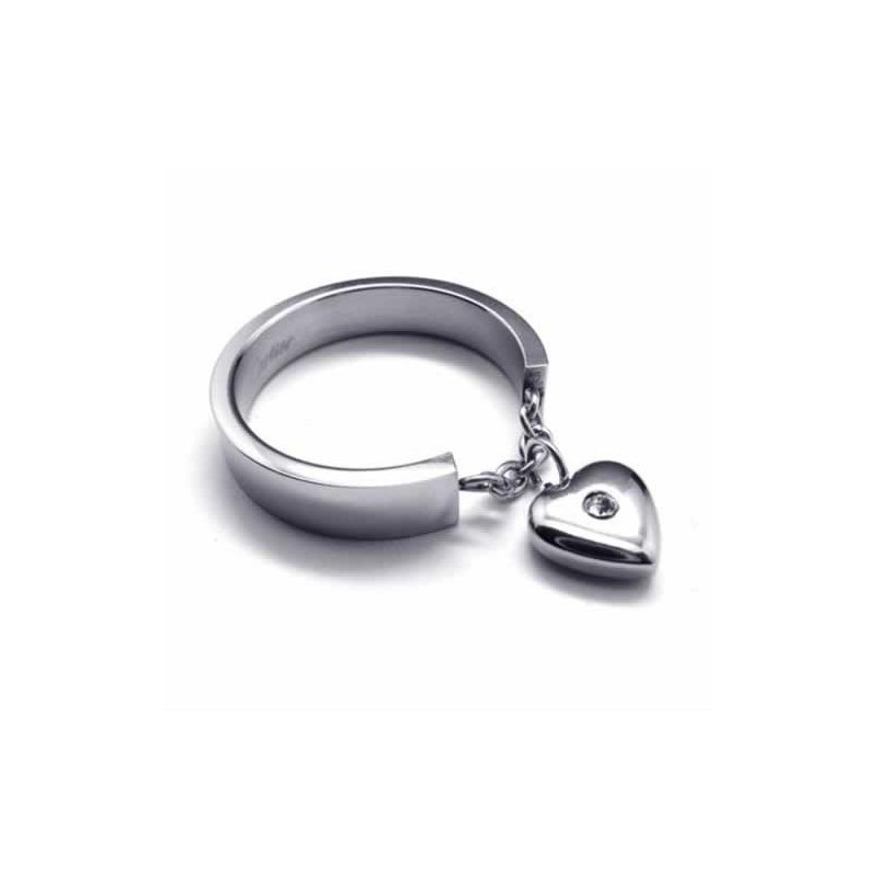 Anillo De Titanio Con Forma De Corazón De 5 Mm Engastado Con Diamantes Anillo De Titanio Con Forma De Corazón De 5 Mm Engastado Con Diamantes