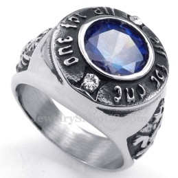 Anillo De Titanio Con Circonita Azul