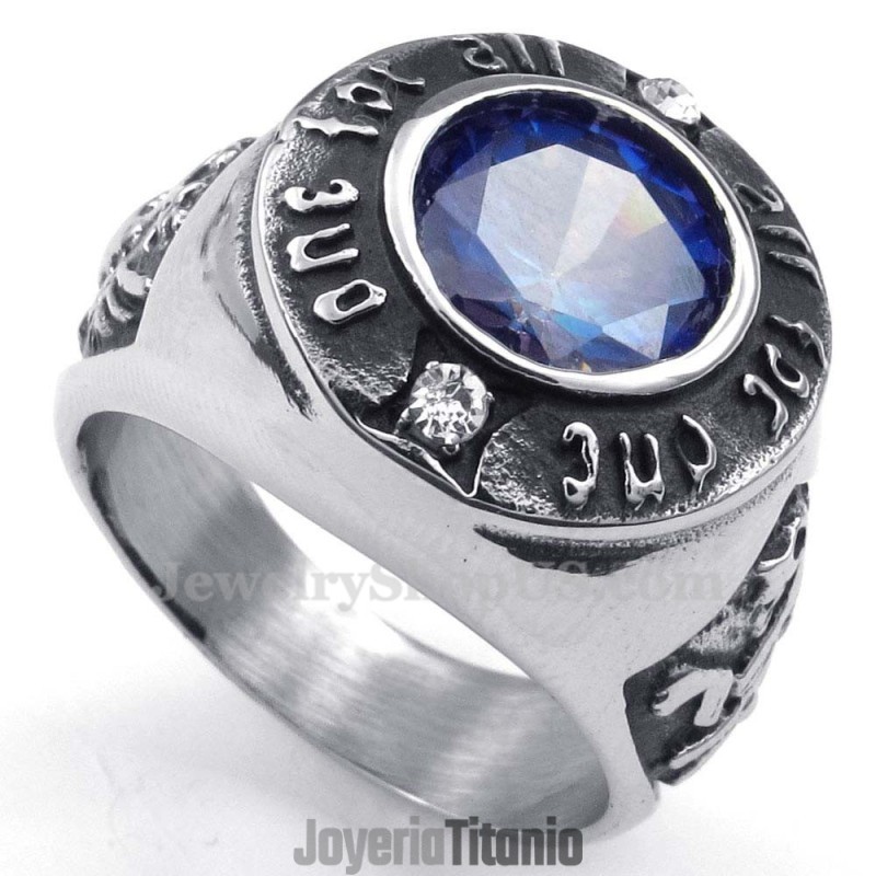 Anillo De Titanio Con Circonita Azul Anillo De Titanio Con Circonita Azul