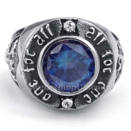 Anillo De Titanio Con Circonita Azul