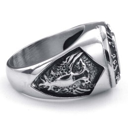 Anillo De Titanio Con Circonita Azul