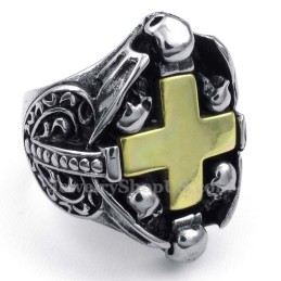 Anillo De Titanio Con Cruz De Calavera