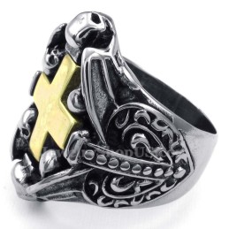 Anillo De Titanio Con Cruz De Calavera
