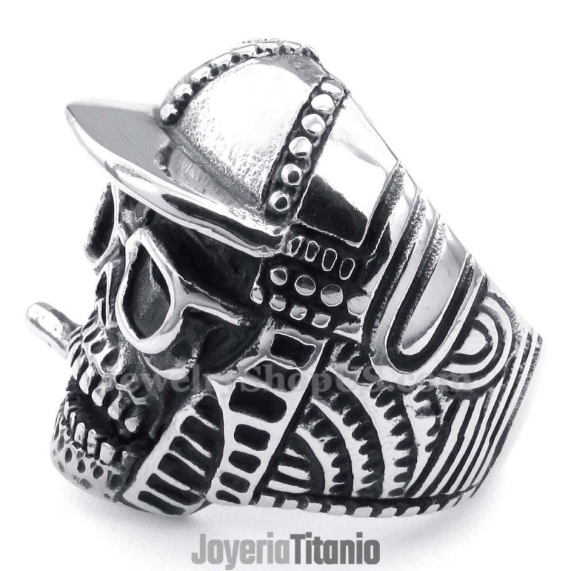 Anillo De Calavera De Gorra De Béisbol De Titanio