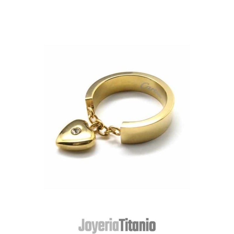 Anillo De Titanio En Oro De 18 Quilates Con Corazón De 5 Mm Y Diamantes Engastados Anillo De Titanio En Oro De 18 Quilates Con Corazón De 5 Mm Y Diamantes Engastados