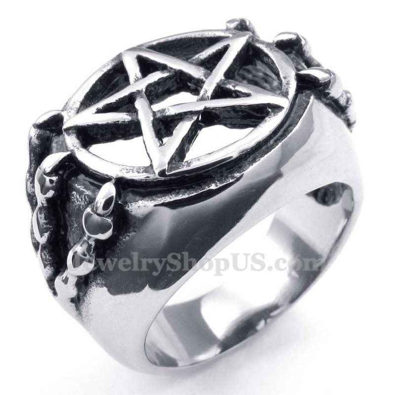 Anillo De Titanio Con Estrella Hueca De Cinco Puntas