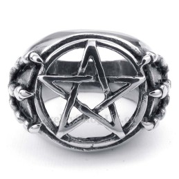 Anillo De Titanio Con Estrella Hueca De Cinco Puntas