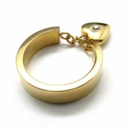 Anillo De Titanio En Oro De 18 Quilates Con Corazón De 5 Mm Y Diamantes Engastados