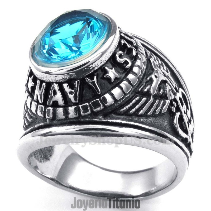 Anillo De Titanio Con Circonita Azul Anillo De Titanio Con Circonita Azul
