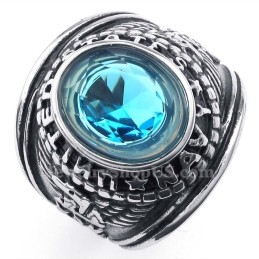 Anillo De Titanio Con Circonita Azul