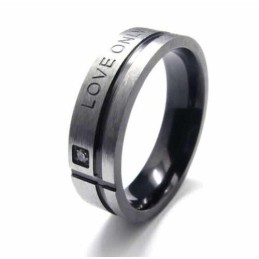 Anillo De Titanio Negro Love Only You Para Hombre De 6 Mm