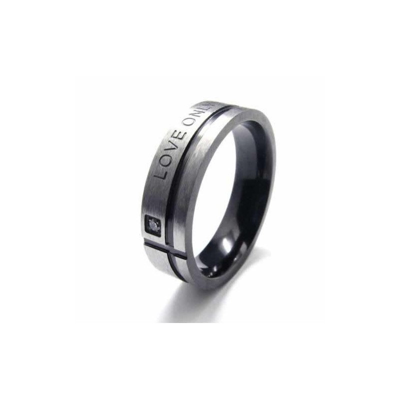Anillo De Titanio Negro Love Only You Para Hombre De 6 Mm