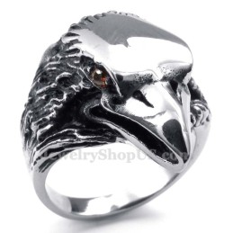 Anillo De Águila De Titanio Con Ojos Rojos