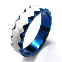 Anillo Unisex De Titanio Azul De 6 Mm