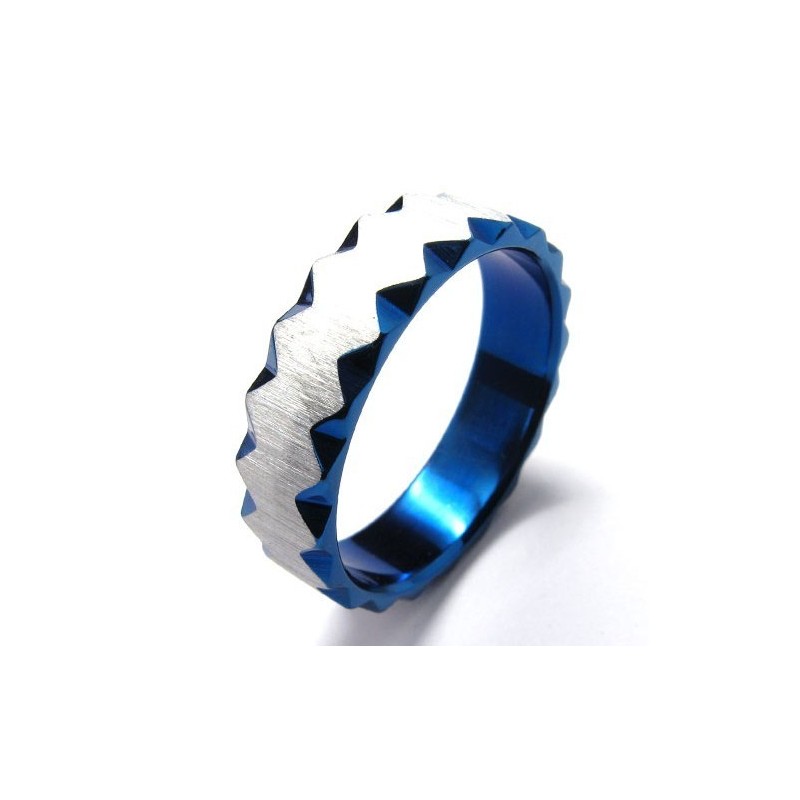 Anillo Unisex De Titanio Azul De 6 Mm